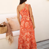 Sweet Melody One Shoulder Maxi Dress Orange