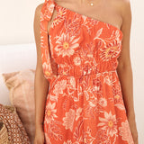 Sweet Melody One Shoulder Maxi Dress Orange