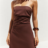 Yasmin Strapless Maxi Dress Brown