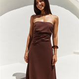 Yasmin Strapless Maxi Dress Brown