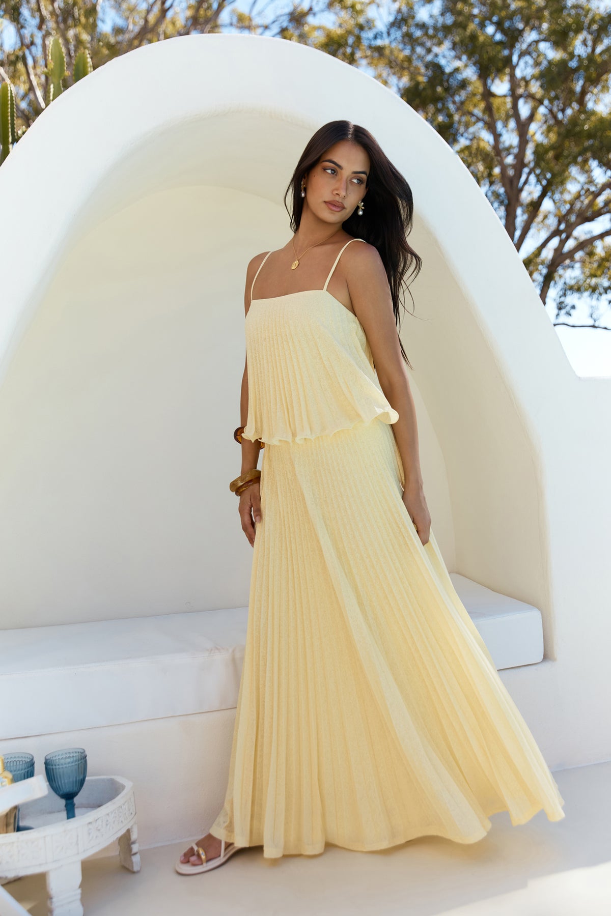 yellow two piece maxi dress Basking Sunshine Skirt Size CN/US:3X / 20W Self-Portrait - Cream Taffeta The top features delicate Weeding Guest Dresses