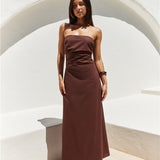 Yasmin Strapless Maxi Dress Brown