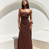 Yasmin Strapless Maxi Dress Brown