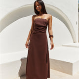 Yasmin Strapless Maxi Dress Brown