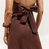 Yasmin Strapless Maxi Dress Brown