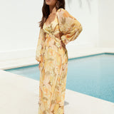 Starlight Blooms Long Sleeve Maxi Dress Yellow