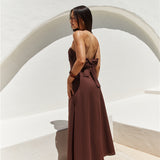 Yasmin Strapless Maxi Dress Brown