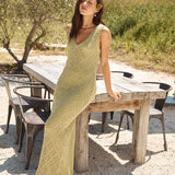 Exotic Escape Knit Maxi Dress Green