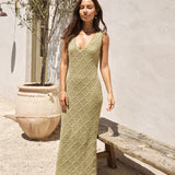 Exotic Escape Knit Maxi Dress Green