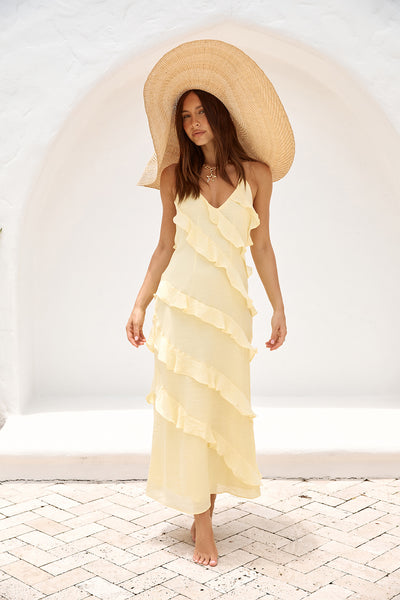 Ethereal Energy Halter Maxi Dress Yellow