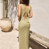 Exotic Escape Knit Maxi Dress Green