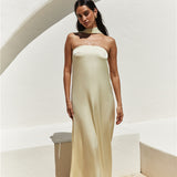 Radiant Rhythm Strapless Maxi Dress Yellow