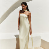 Radiant Rhythm Strapless Maxi Dress Yellow