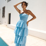 Glass Slipper Strapless Maxi Dress Blue