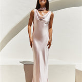 Blossom Kisses Satin Maxi Dress Pink