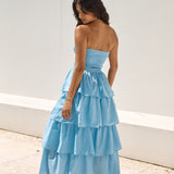 Glass Slipper Strapless Maxi Dress Blue