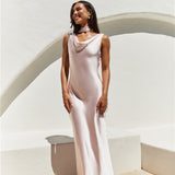 Blossom Kisses Satin Maxi Dress Pink