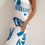 Whirlwind Skies Satin Maxi Dress Blue