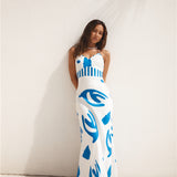 Whirlwind Skies Satin Maxi Dress Blue