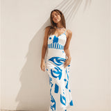 Whirlwind Skies Satin Maxi Dress Blue