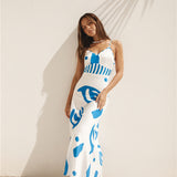 Whirlwind Skies Satin Maxi Dress Blue