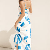 Whirlwind Skies Satin Maxi Dress Blue