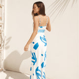 Whirlwind Skies Satin Maxi Dress Blue