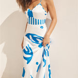 Whirlwind Skies Satin Maxi Dress Blue