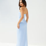 Heading Out Strapless Midi Blue