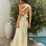 Champagne Chat One Shoulder Maxi Dress Yellow