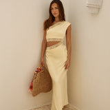 Limitless Love Satin Maxi Dress Yellow