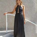 Happy Hour Halter Maxi Dress Black