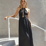 Happy Hour Halter Maxi Dress Black