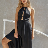 Happy Hour Halter Maxi Dress Black