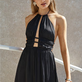 Happy Hour Halter Maxi Dress Black