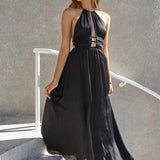 Happy Hour Halter Maxi Dress Black