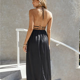 Happy Hour Halter Maxi Dress Black