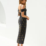 Golden Twilight Midi Dress Black