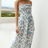 Cornflower Blooms Maxi Dress Blue