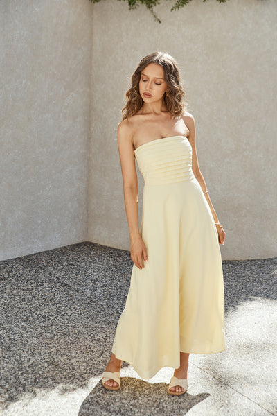 Elena Strapless Maxi Dress Yellow