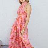 Harriette Halter Maxi Dress Pink