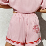 Blushing Beauty Linen Shorts Pink