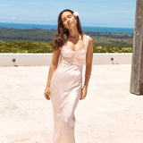 Sleeping Beauty Satin Maxi Dress Pink