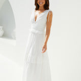 Sunlit Romance Maxi Dress White