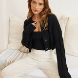 SNDYS Laine Cable Cardigan Black