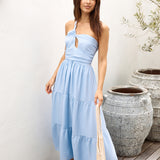 Pure Satisfaction One Shoulder Maxi Dress Blue