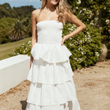 Glass Slipper Strapless Maxi Dress White