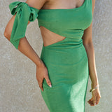 Luscious Fields One Shoulder Maxi Dress Green