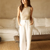 Riviera Bliss Linen Pants White