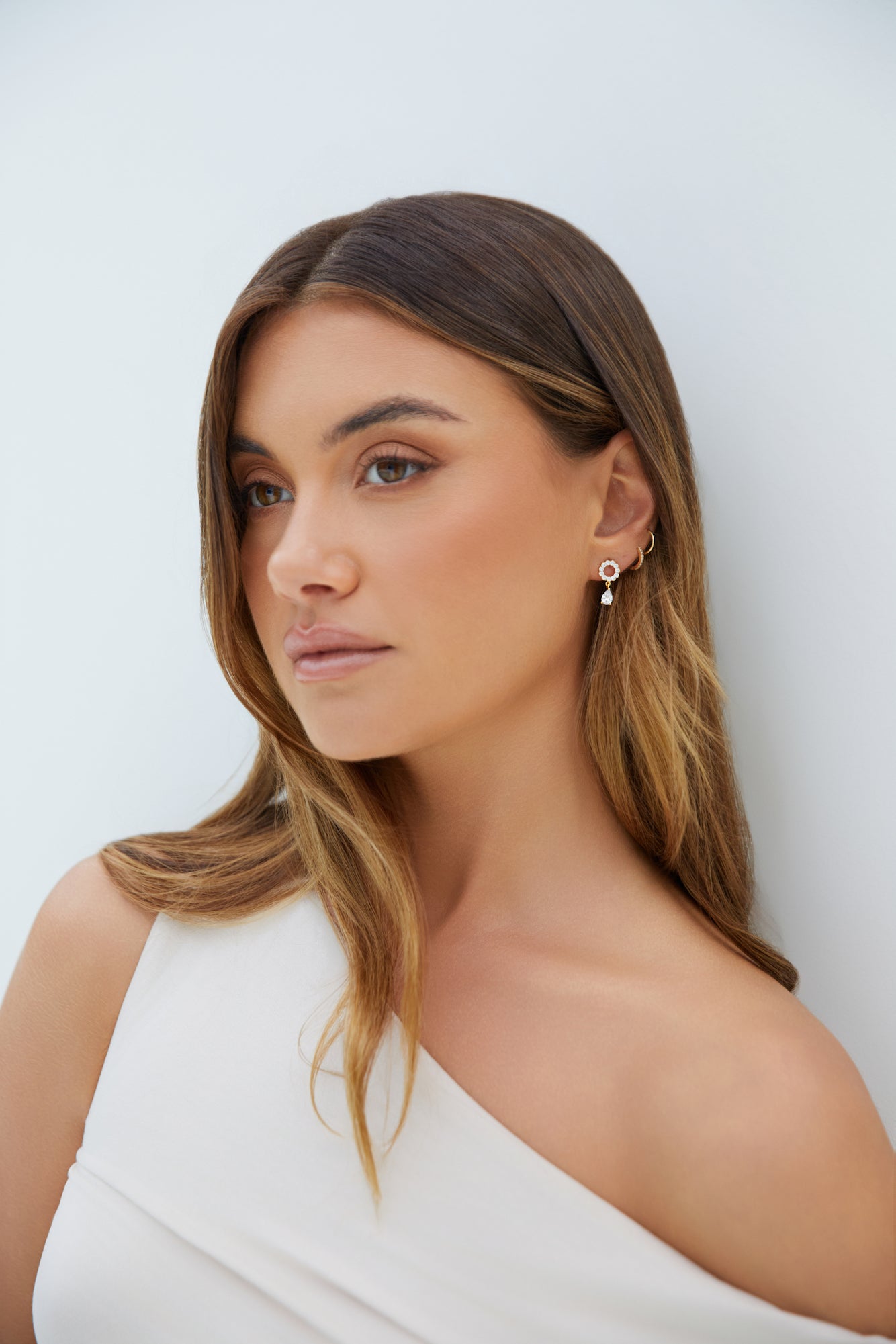 18K Gold Plated Crystal Moon Earrings Gold